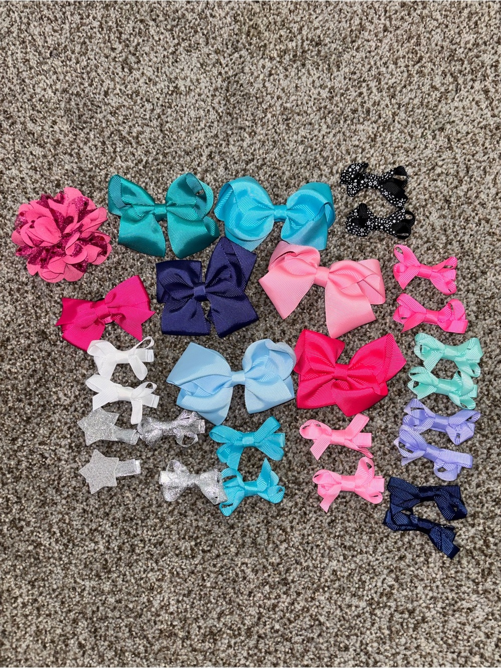 Assorted Dog Hair Bows - Pink, Blue, Teal, Navy, White